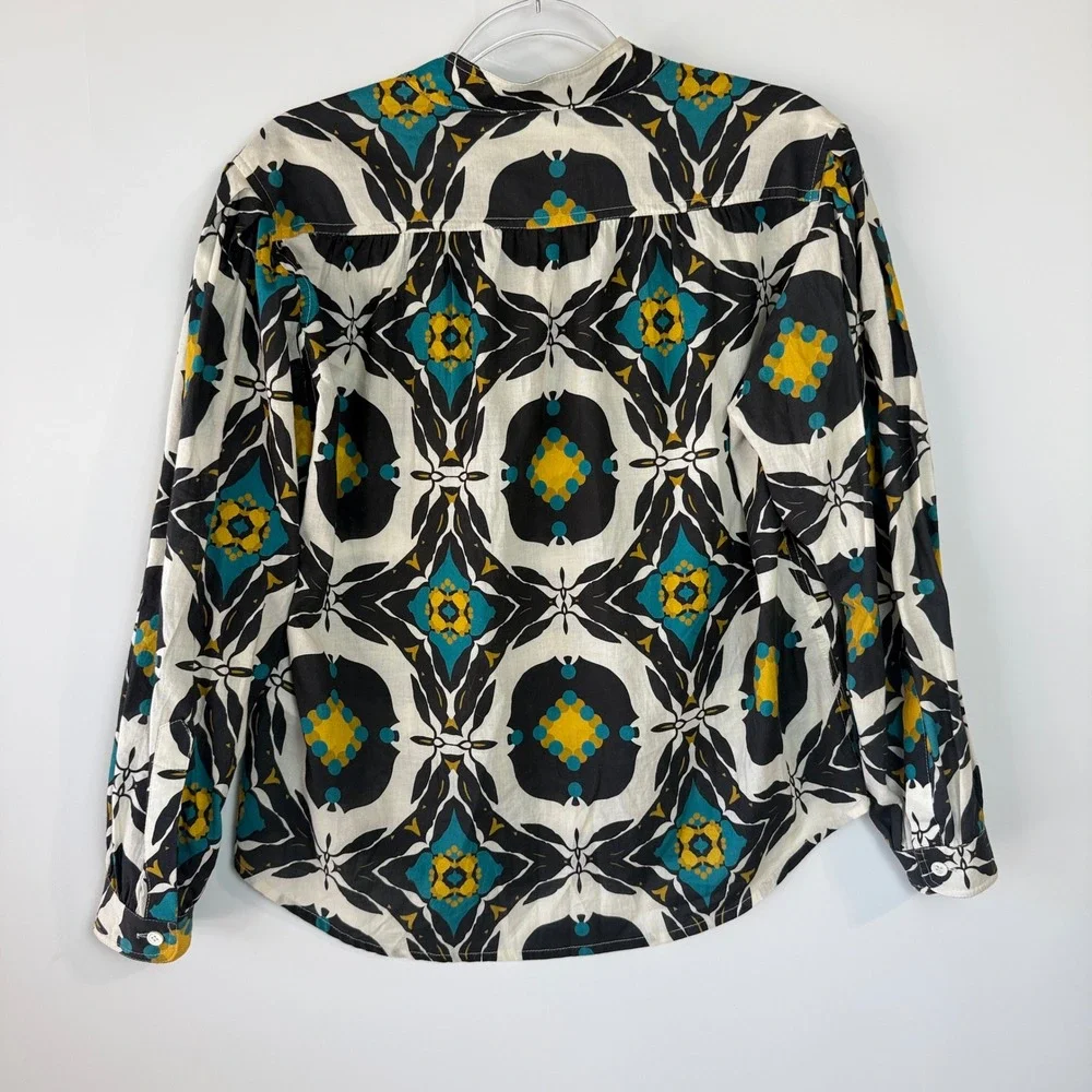 Anthropologie Exquise Button Down Shirt 4 Multi Geometric Kaleidoscope Print - Picture 5 of 15